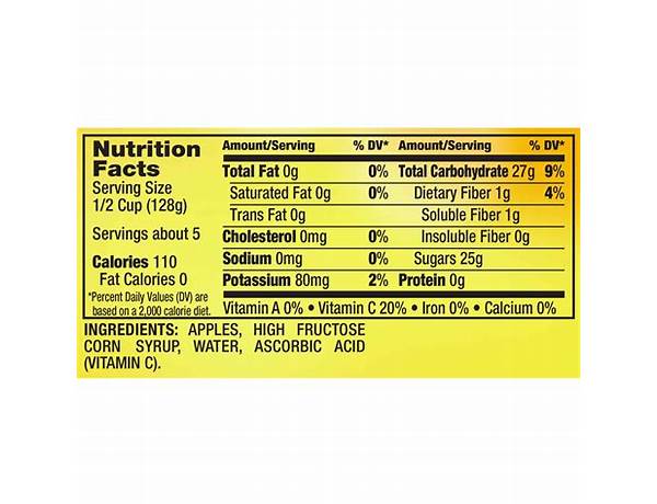 Apple sauce nutrition facts