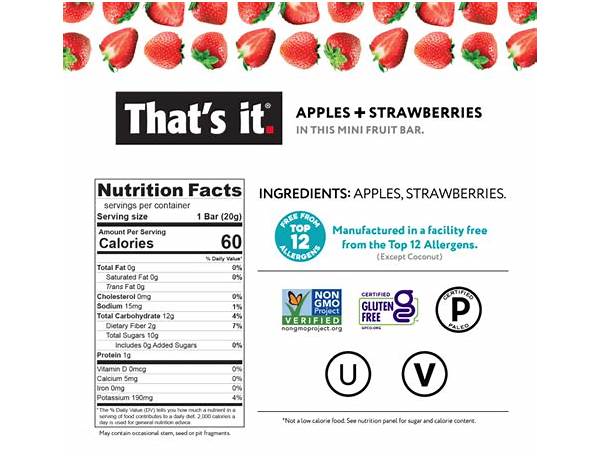 Apples   strawberries mini fruit bar food facts