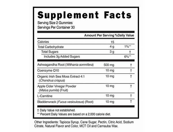 Ashwagandha capsules nutrition facts