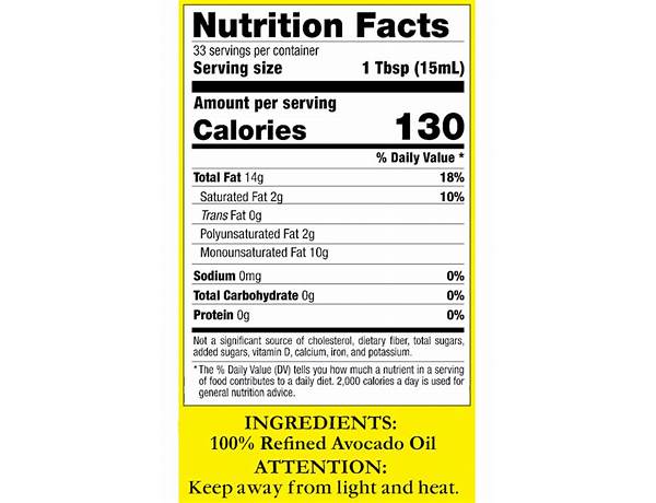 Avocado oil nutrition facts