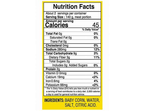 Baby corn nutrition facts