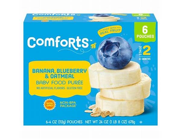 Baby food puree, banana blueberry oatmeal food facts