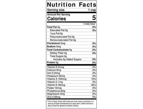 Baby green + red leaf nutrition facts