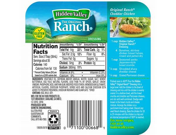 Bacon ranch dressing food facts