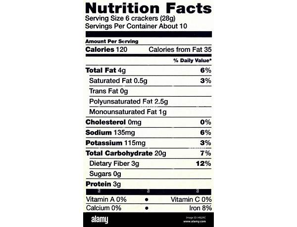 Baked crackers nutrition facts