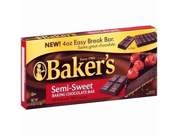 Bakers premium baking bars semi sweet chocolate food facts