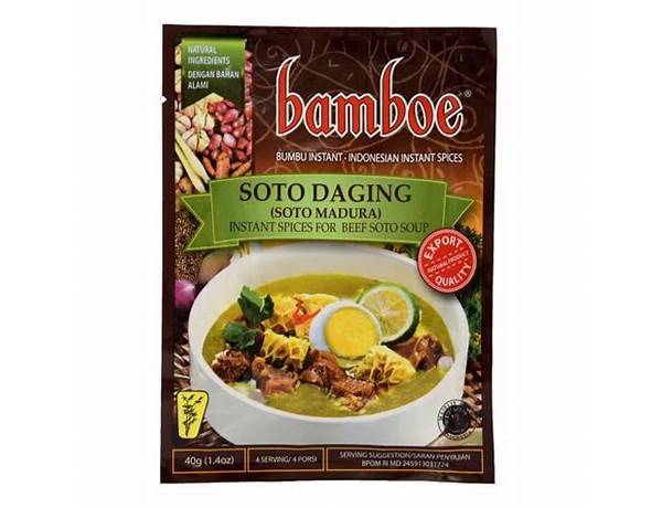 Bamboe, soto daging nutrition facts