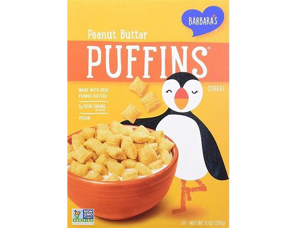 Barbaras puffins peanut butter cereal nongmo vegan food facts