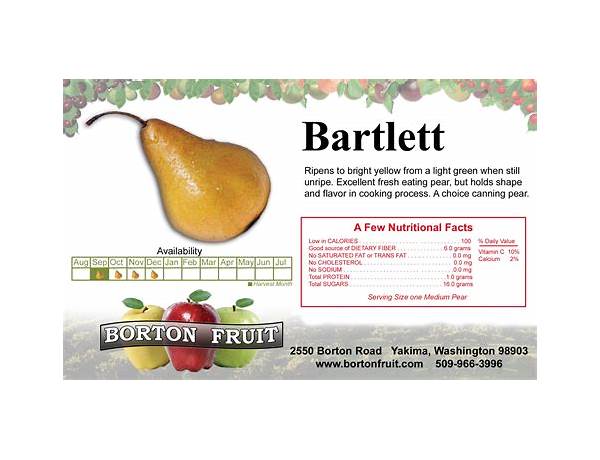 Bartlett pears food facts