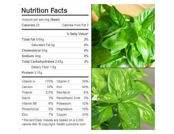 Basil leaves food facts