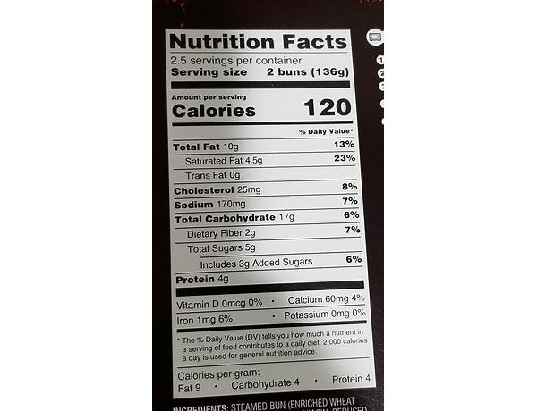 Bbq pork boa nutrition facts