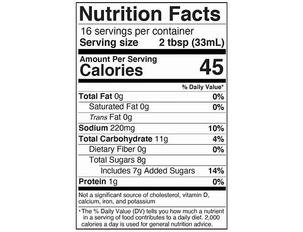 Bbq shack sauce nutrition facts