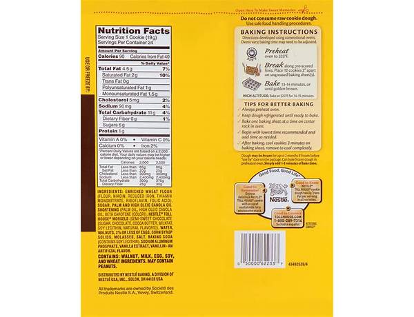 Bc mini chocolate chip dough nutrition facts