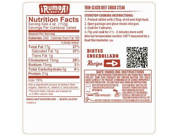 Beef chuck steak nutrition facts