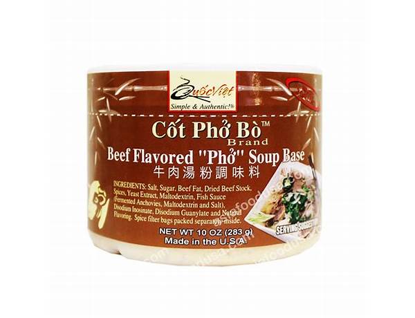 Beef flavored "pho" soup base cot pho bo brand food facts