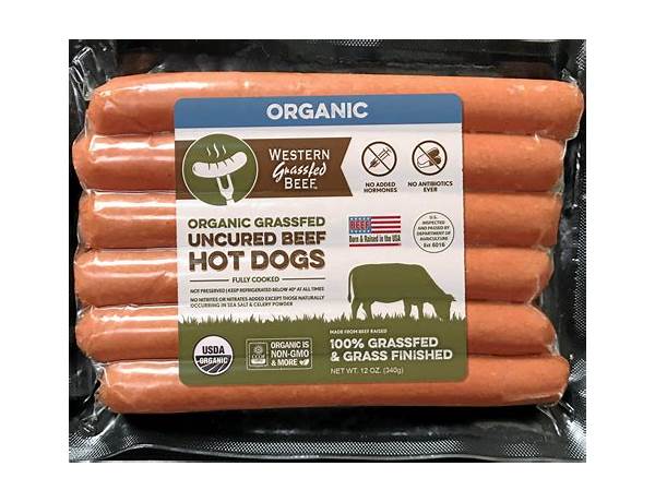 Beef hot dogs, organic grass fed food facts