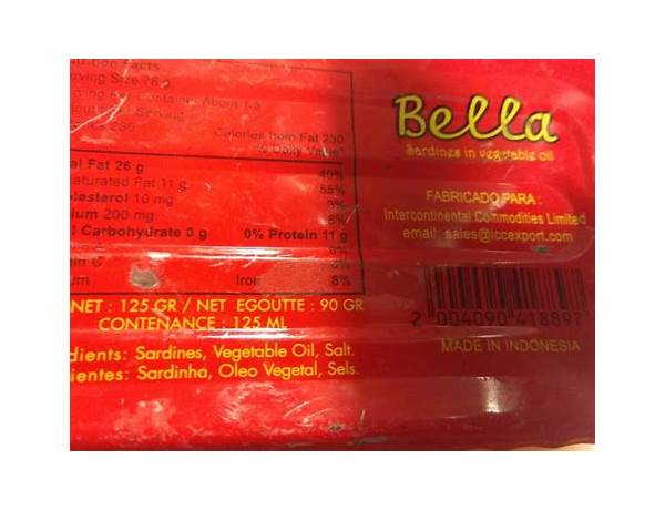 Bella nutrition facts