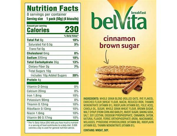 Belvita crunchy cinnamon and brown sugar nutrition facts