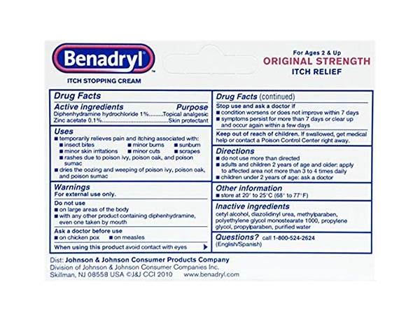 Benadryl food facts