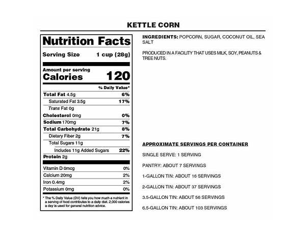 Berries and cream flavor gourmet kettl corn mix nutrition facts
