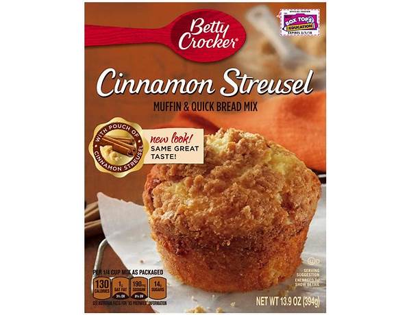 Betty crocker cinnamon streusel muffin and quick bread mix food facts
