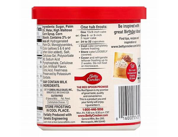Betty crocker whipped vanilla frosting nutrition facts