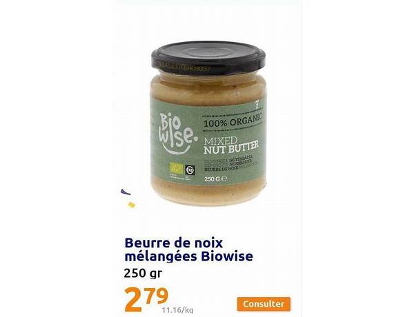 Beurre de noix mélangées food facts