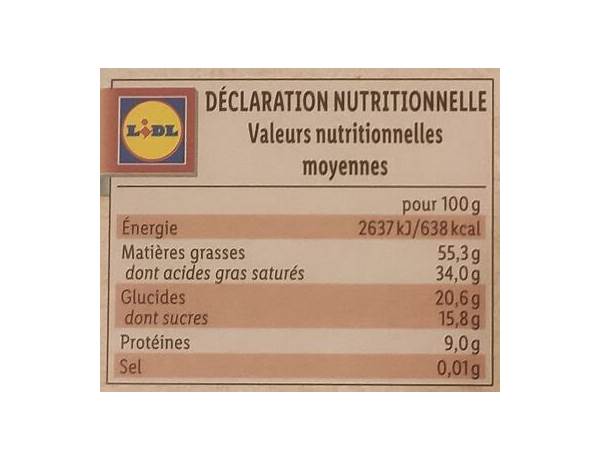 Bio chocolat noir equateur nutrition facts