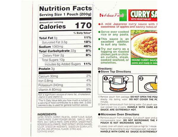 Bio curry sauce nutrition facts