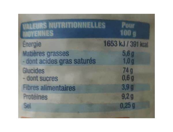 Bjorg galette riz sesame nutrition facts