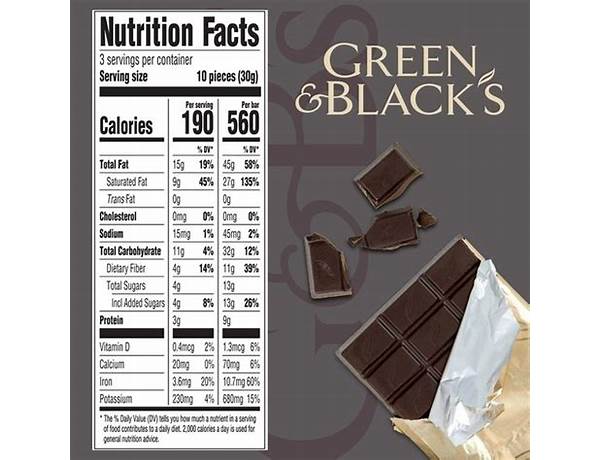 Black's organic cooking dark chocolate bar food facts