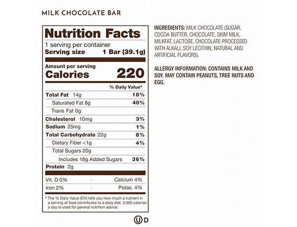 Black's organic cooking milk chocolate bar nutrition facts