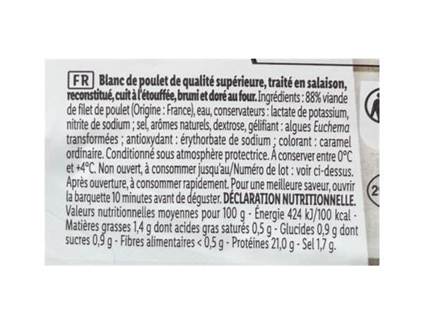 Blanc de poulet nutrition facts