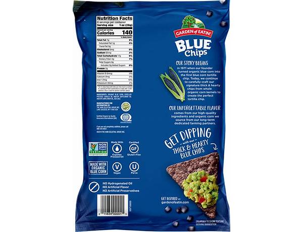 Blue corn tortilla chips with sea salt nutrition facts