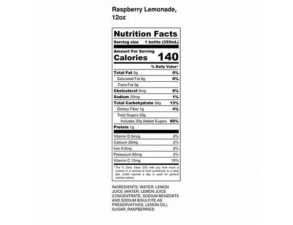 Blue raspberry lemonade nutrition facts