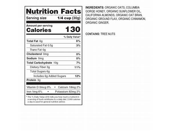 Blue skies bakery classic granola nutrition facts