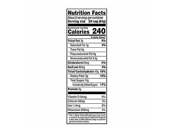 Blueberry vanilla granola nutrition facts