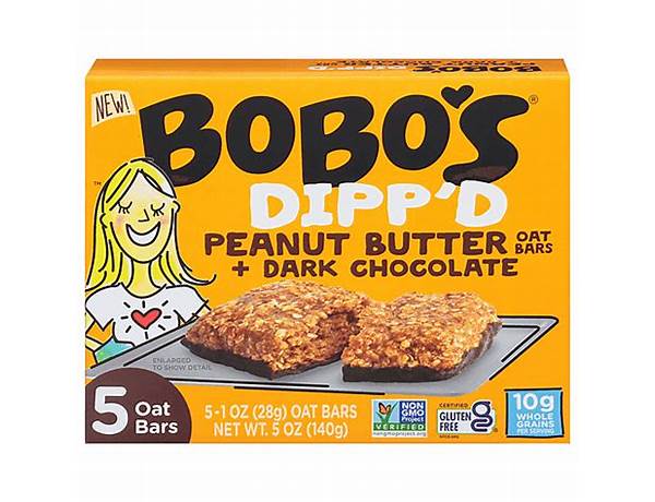 Bobo's dipp'd peanut butter + dark chocolate oat bar food facts