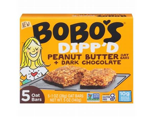 Bobo's dipp'd peanut butter + dark chocolate oat bar nutrition facts