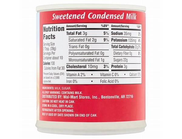 Brand sweetened condensed milk food facts