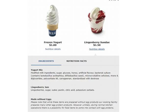 Braum's vanilla frozen yogurt food facts