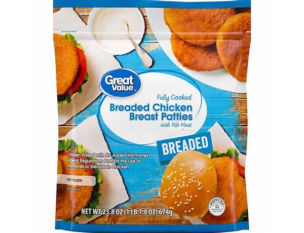 Breaded chicken breast patties food facts