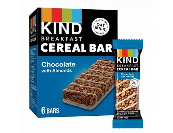 Breakfast cereal bar, chocolate with almonds food facts