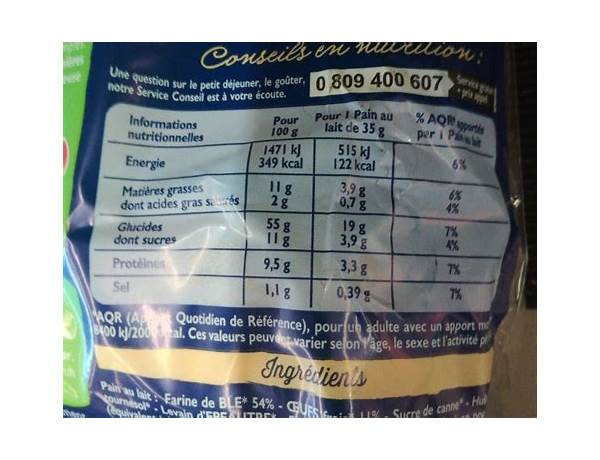 Brioche pasquier nutrition facts