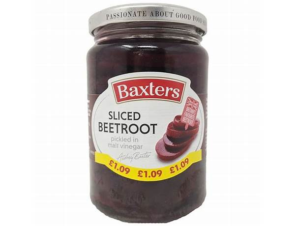 British sliced beetroot 340g food facts