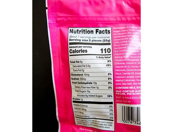 Brookie caramel candy clusters nutrition facts
