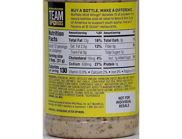 Buffalo garlic sauce food facts