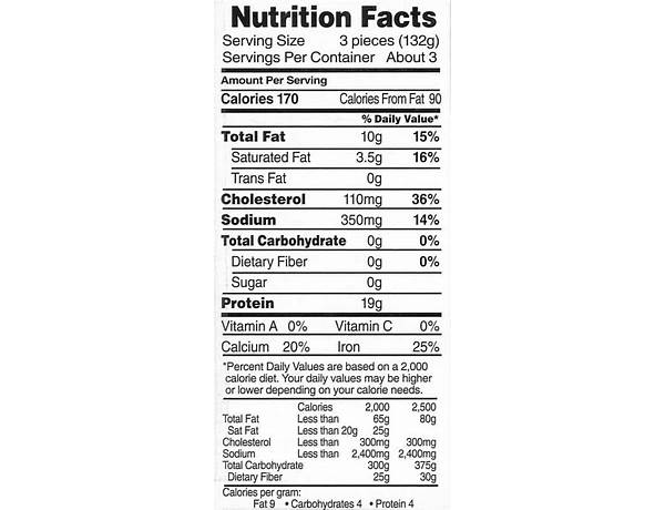 Buffalo style chicken wings nutrition facts