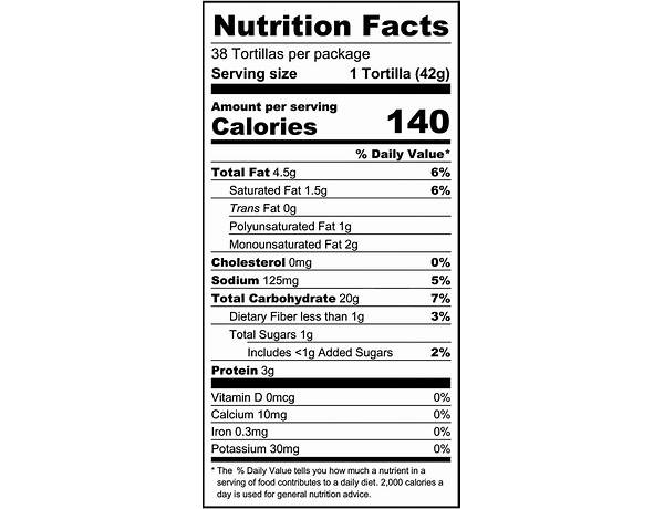 Burrito flour tortillas nutrition facts