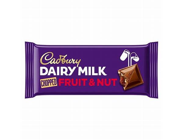 Cadbury dairy milk chocolate bar fruit and nut food facts